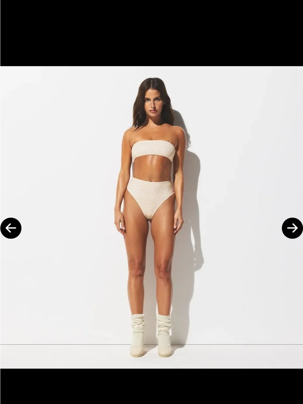 SKIMS Cream Textured Croc-Embossed Bikini Set